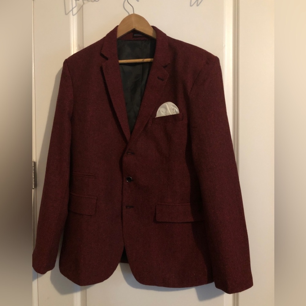Source Unknown Red Sport Coat with Notched Lapels